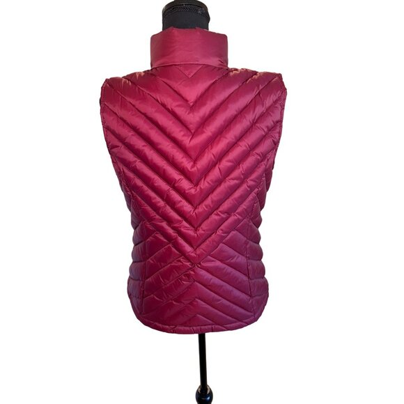 Bass Outdoor Womens Chevron Quilted Down Puffer Vest M Nylon Down Maroon Travel - Picture 2 of 14